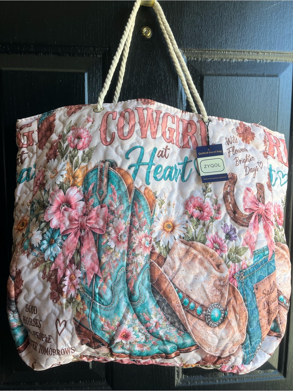 Cowgirl at Heart quilted Tote NWT